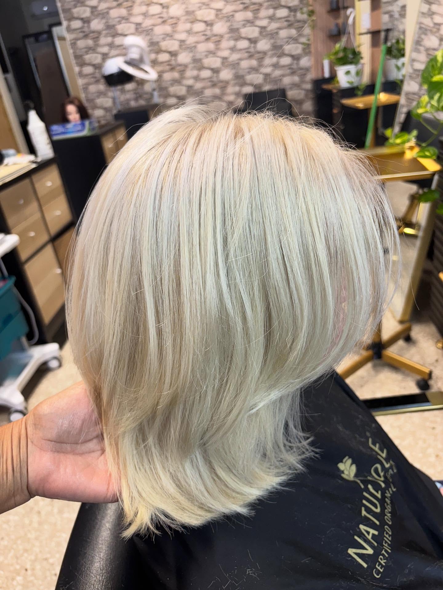 Short blonde haircut
