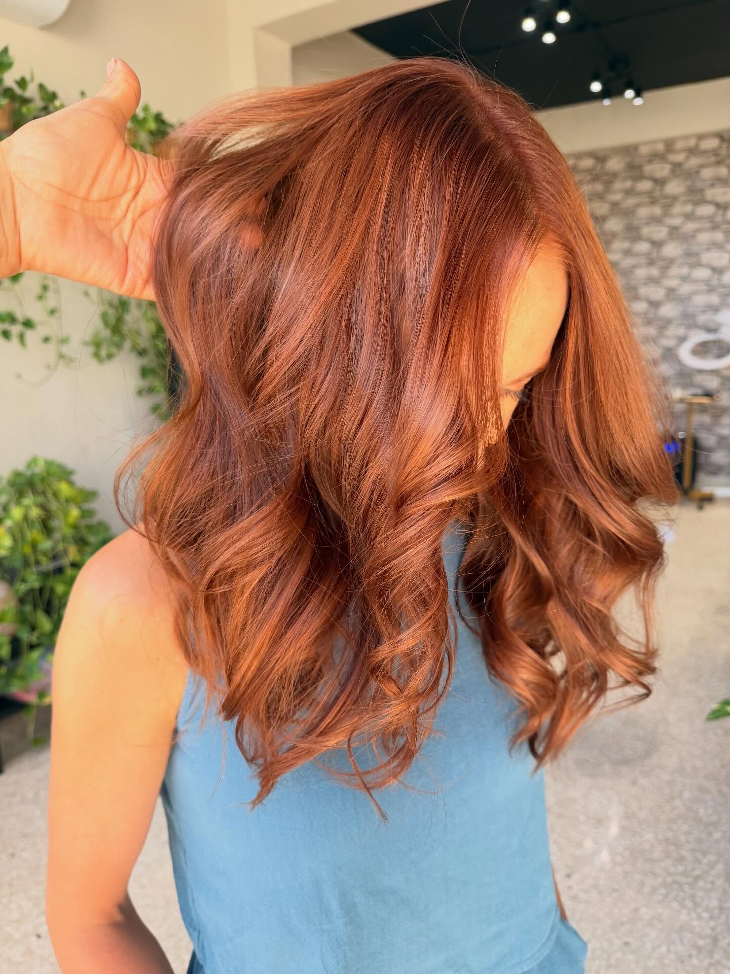 Copper red salon waves
